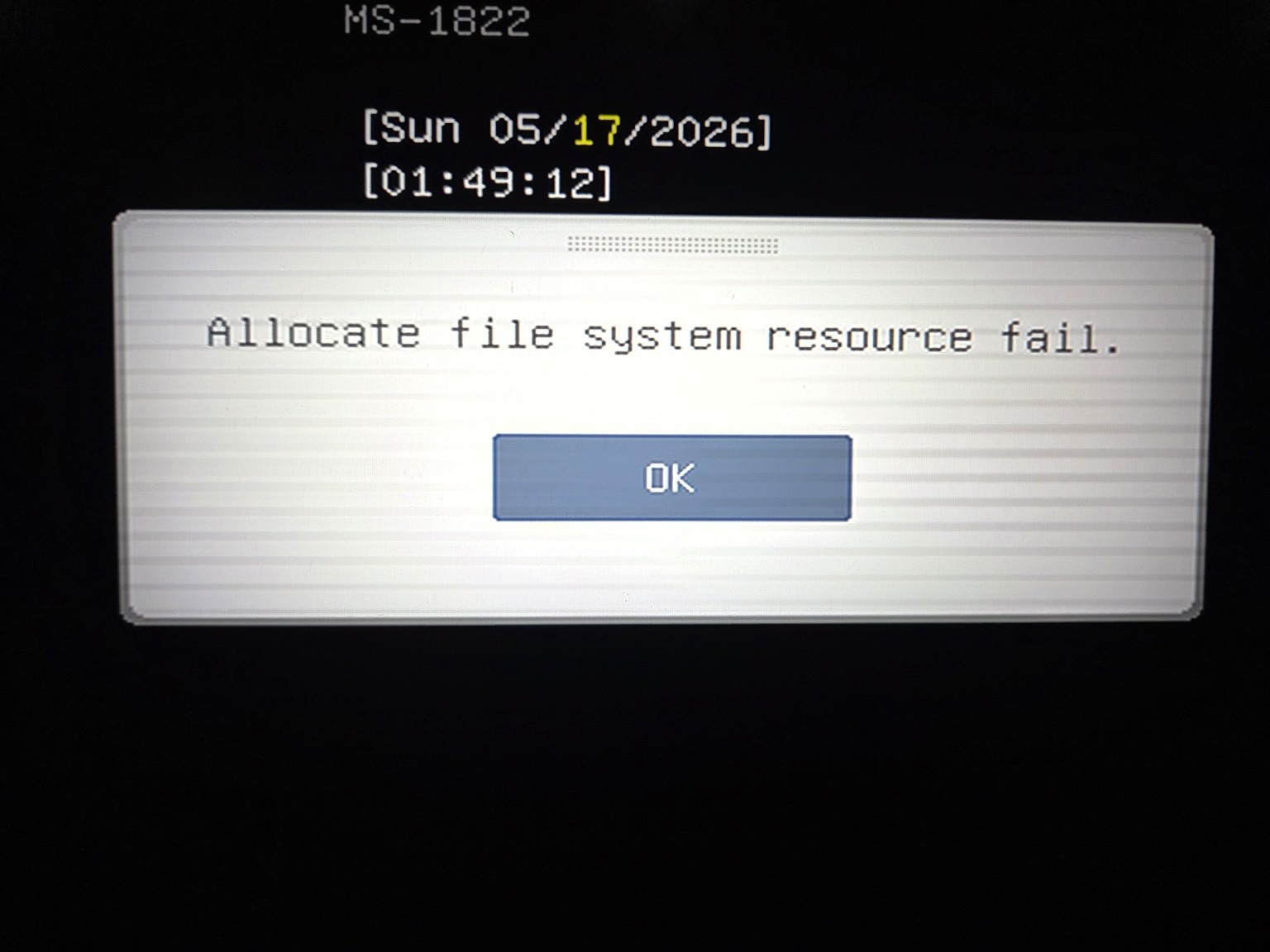 BIOS file-system resource fout