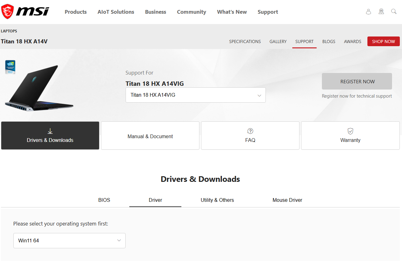 MSI support driveroverzicht