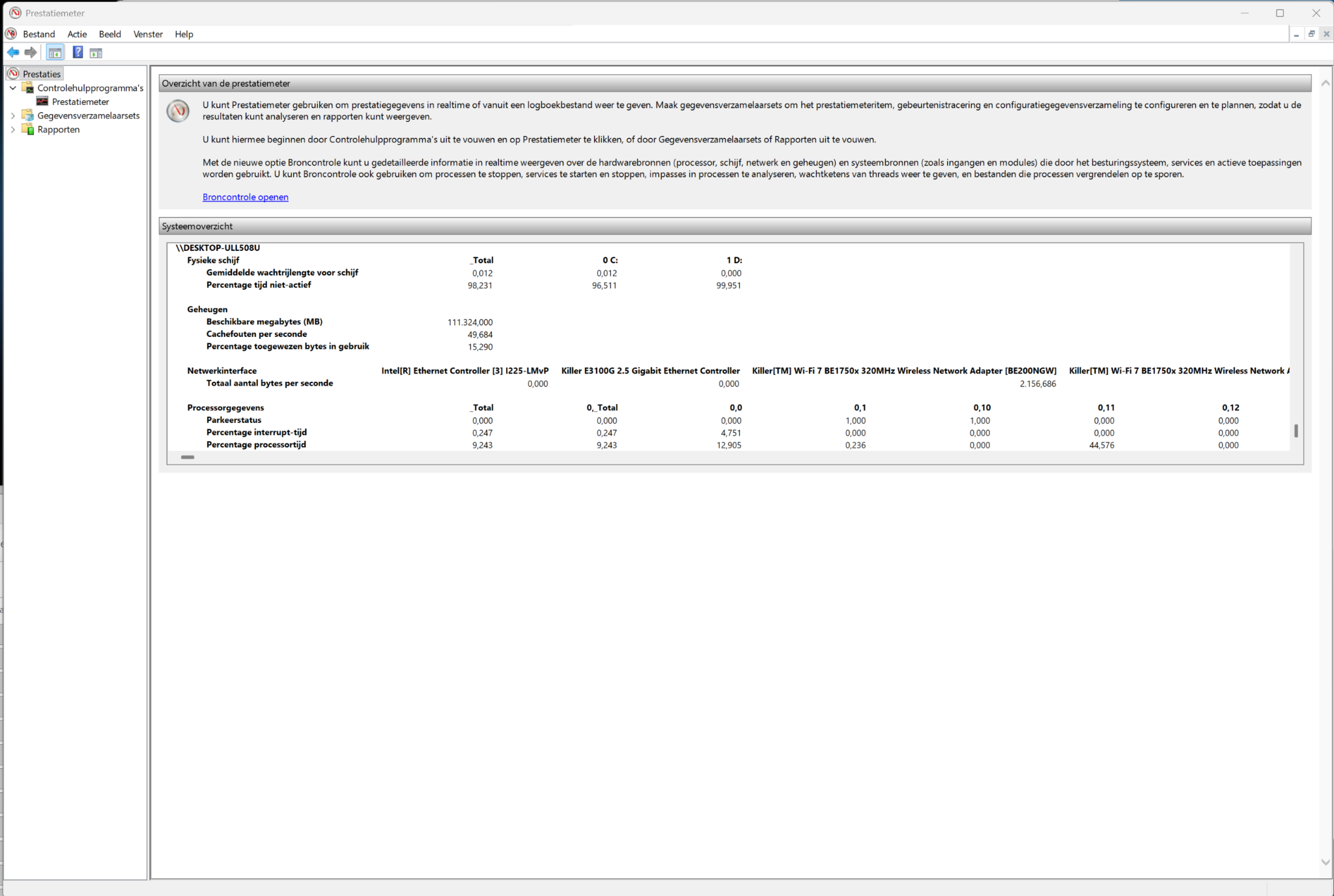 Prestatiemeter systeemrapport