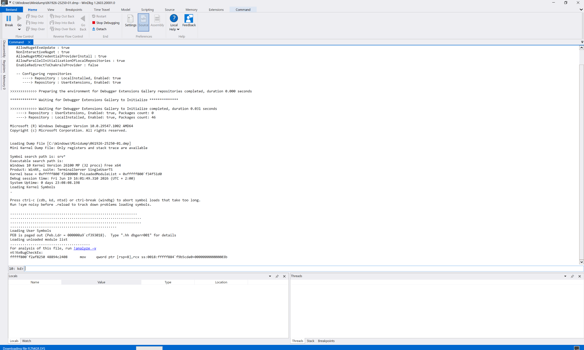 WinDbg minidumpanalyse